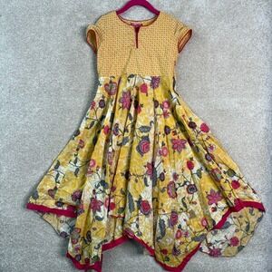 BIBA GIRLS Dress Girls Size 6-7 Yellow Floral Short Sleeve‎